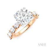 1 1/4 Ctw Round Shape Oval and Round Cut Diamond Semi-Mount Engagement Ring in 14K Rose and White Gold