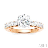 7/8 Ctw Round Shape Princess and Round Cut Diamond Semi-Mount Engagement Ring in 14K Rose and White Gold