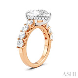 1 1/3 Ctw Pear Shape Round Cut Diamond Semi-Mount Engagement Ring in 14K Rose and White Gold