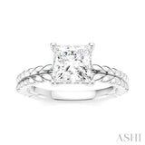 1/20 Ctw Princess Shape Round Cut Diamond Semi-Mount Engagement Ring in 14K White Gold