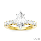 7/8 Ctw Marquise Shape Princess and Round Cut Diamond Semi-Mount Engagement Ring in 14K Yellow and White Gold