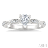 1/6 Ctw Pear Shape Center Marquise Carved Shank Round Cut Diamond Semi-Mount Engagement Ring in 14K White Gold