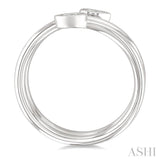 1/5 Ctw Split Double Coil Bezel Set Pear Cut Diamond Open Fashion Ring in 14K White Gold