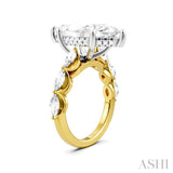 1 1/10 Ctw Marquise Shape Marquise and Round Cut Diamond Semi-Mount Engagement Ring in 14K Yellow and White Gold