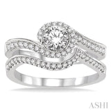 5/8 Ctw Diamond Wedding Set with 1/2 Ctw Round Cut Engagement Ring and 1/6 Ctw Wedding Band in 14K White Gold