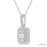 1/2 Ctw Baguette & Round Cut Fusion Diamond Pendant With Chain in 14K White Gold