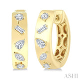 1/3 Ctw Mixed Cut Diamond Fashion Hoop Earring in 14K Yellow Gold