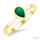 6X4 MM Pear Shape Emerald Precious Solitaire Ring in 14K Yellow Gold
