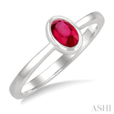 6X4 MM Oval Shape Ruby Precious Solitaire Ring in 14K White Gold