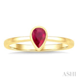 6X4 MM Pear Shape Ruby Precious Solitaire Ring in 14K Yellow Gold