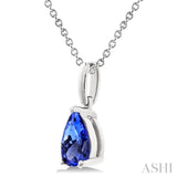 7X5MM Pear Cut Tanzanite Precious Solitaire Pendant With Chain in 14K White Gold
