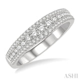 1/2 Ctw Triple Row Round Cut Diamond Wedding Band in 14K White Gold
