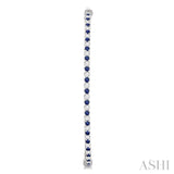 1.6 MM Sapphire and Alternating 1 1/2 Ctw Round Cut Inside-Out Diamond Precious Hoop Earrings in 14K White Gold