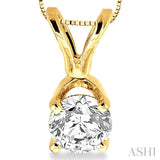 Round Cut Diamond Solitaire Pendant in 14K Yellow Gold with chain