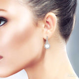 6X6 MM Round Shape Cultured Pearl and 1/8 ctw Cutwork Marquise Round Cut Diamond Fashion Earring in 10K White Gold