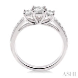 3/4 ctw Diamond Engagement Ring with 1/3 Ct Princess Cut Center Stone in 14K White Gold