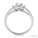 3/8 ctw Diamond Engagement Ring with 1/5 Ct Princess Cut Center Stone in 14K White Gold