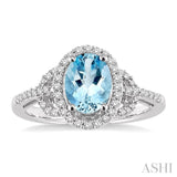 Oval Shape Gemstone & Diamond Ring