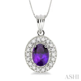 Oval Shape Gemstone & Diamond Pendant