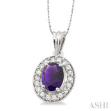 Oval Shape Gemstone & Diamond Pendant