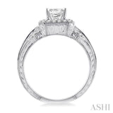 1/2 ctw Round and Princess Cut Diamond Semi-Mount Engagement Ring 14K White Gold