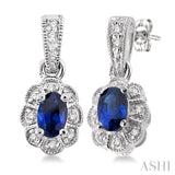 Oval Shape Gemstone & Diamond Earrings