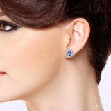 Oval Shape Gemstone & Diamond Earrings