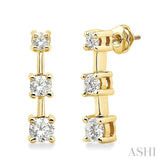 3 Stone Diamond Earrings