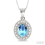 Oval Shape Gemstone & Diamond Pendant