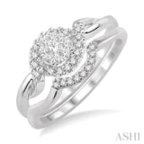 1/4 ctw Diamond Wedding Set with 1/5 ctw Lovebright Round Cut Engagement Ring and 1/20 ctw Wedding Band in 14K White Gold