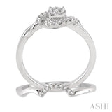 1/4 ctw Diamond Wedding Set with 1/5 ctw Lovebright Round Cut Engagement Ring and 1/20 ctw Wedding Band in 14K White Gold