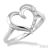 1/50 ctw Single Cut Diamond Heart Shape Diamond Journey Ring in Sterling Silver