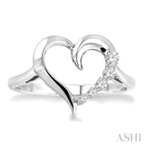 1/50 ctw Single Cut Diamond Heart Shape Diamond Journey Ring in Sterling Silver