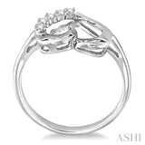 1/50 ctw Single Cut Diamond Heart Shape Diamond Journey Ring in Sterling Silver