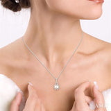 6.5X6.5 MM Cultured Pearl and 1/20 Ctw Round Cut Diamond Pendant in Sterling Silver with Chain