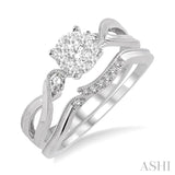 1/3 ctw Diamond Lovebright Wedding Set with 1/3 ctw Round Cut Engagement Ring and 1/20 ctw Wedding Band in 14K White Gold