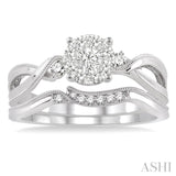 1/3 ctw Diamond Lovebright Wedding Set with 1/3 ctw Round Cut Engagement Ring and 1/20 ctw Wedding Band in 14K White Gold