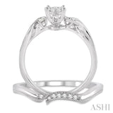 1/3 ctw Diamond Lovebright Wedding Set with 1/3 ctw Round Cut Engagement Ring and 1/20 ctw Wedding Band in 14K White Gold