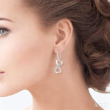 Silver Infinity Heart Shape Diamond Fashion Earrings