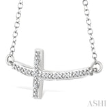 1/50 Ctw Round Cut Diamond Cross Pendant with Chain in Sterling Silver