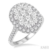 2.00 ctw Oval Shape Diamond Lovebright Ring in 14K White Gold