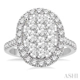 2.00 ctw Oval Shape Diamond Lovebright Ring in 14K White Gold