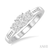 1/3 ctw Round Cut Diamond Lovebright Ring in 14K White Gold