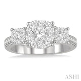 1 1/10 ctw Triple Circle Round Cut Lovebright Diamond Ring in 14K White Gold