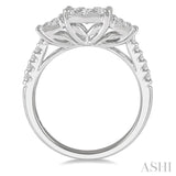 1 1/10 ctw Triple Circle Round Cut Lovebright Diamond Ring in 14K White Gold