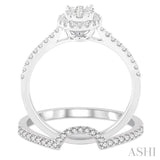 1/2 ctw Round Shape Diamond Lovebright Wedding Set with 1/3 ctw Engagement Ring and 1/6 ctw Wedding Band in 14K White Gold