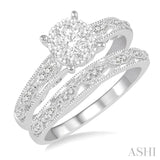 3/8 ctw Round Cut Diamond Lovebright Bridal Set with 1/3 ctw Engagement Ring and 1/20 ctw Wedding Band in 14K White Gold