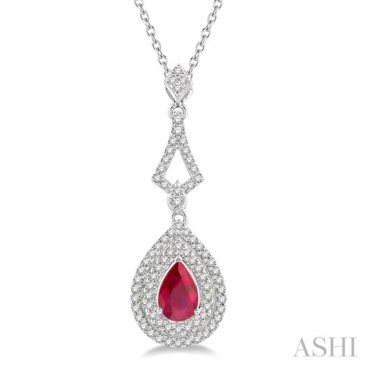 Pear Shape Gemstone & Diamond Pendant - 57337JHADFHPDRBWG – Jays Jewelry