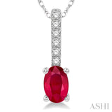 Oval Shape Gemstone & Diamond Pendant