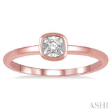 1/50 ctw Square Curve Edge Round Cut Diamond Promise Ring in 10K Rose Gold